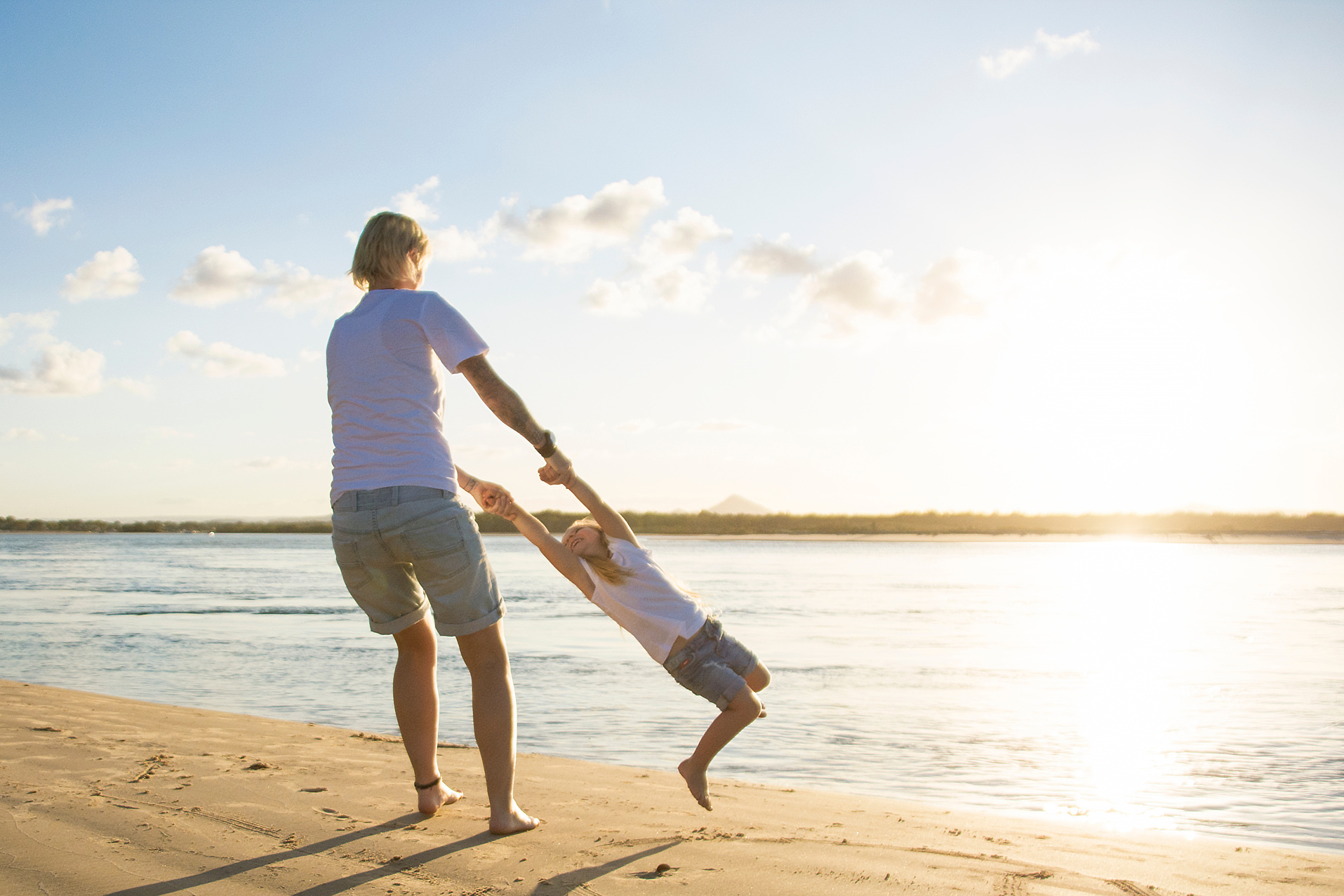 Single parent playing with child